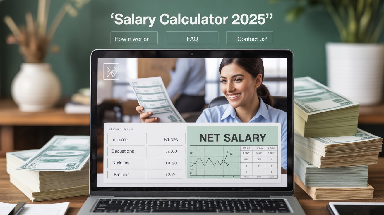 Authority-style thumbnail featuring ‘Pakistan Salary Guide 2025’ report with money icons, business visuals, suited Pakistani man and woman, upward graph, blue-green theme, and text overlay ‘Salary Insights 2025
